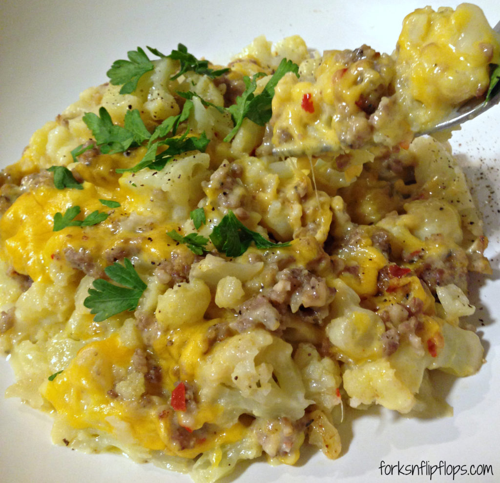 Cauliflower Sausage Casserole - Forks 'n' Flip Flops