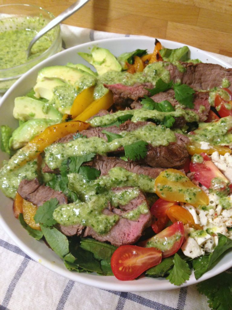 Steak-Salad-with-Homemade-Cilantro-Avocado-Dressing