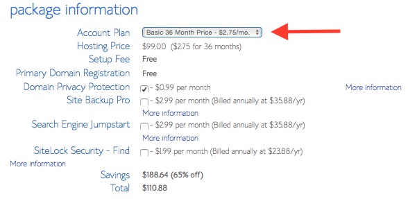 bluehost-package-information