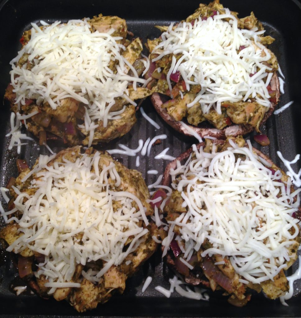 Grilled Basil Pesto Chicken Portobello Mushrooms
