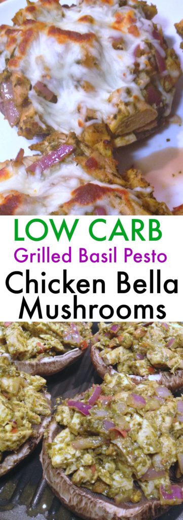 Low Carb Grilled Basil Pesto Chicken Portobello Mushrooms