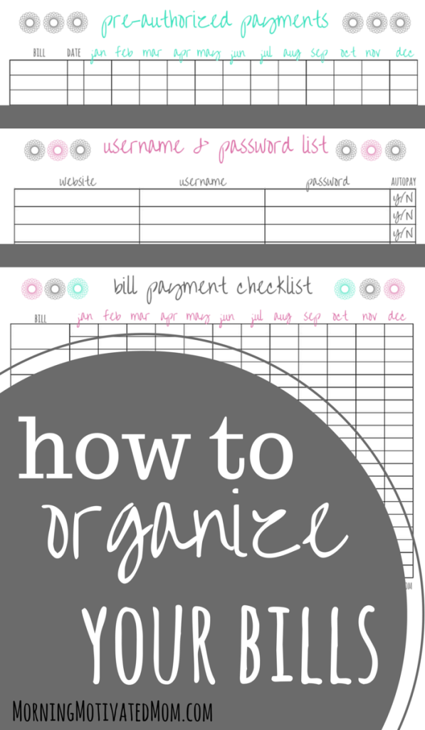 Organize Your Bills Printable