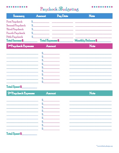 a worksheet in each blank workbook to Free Your 10 and Printables Organize Brilliant Budget