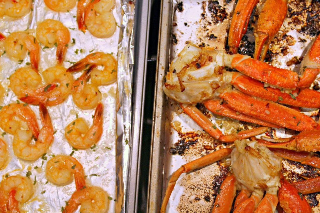 Baked Crab Legs and Shrimp