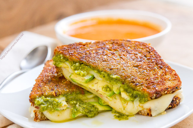 Three Cheese Pesto Avocado Grilled Cheese