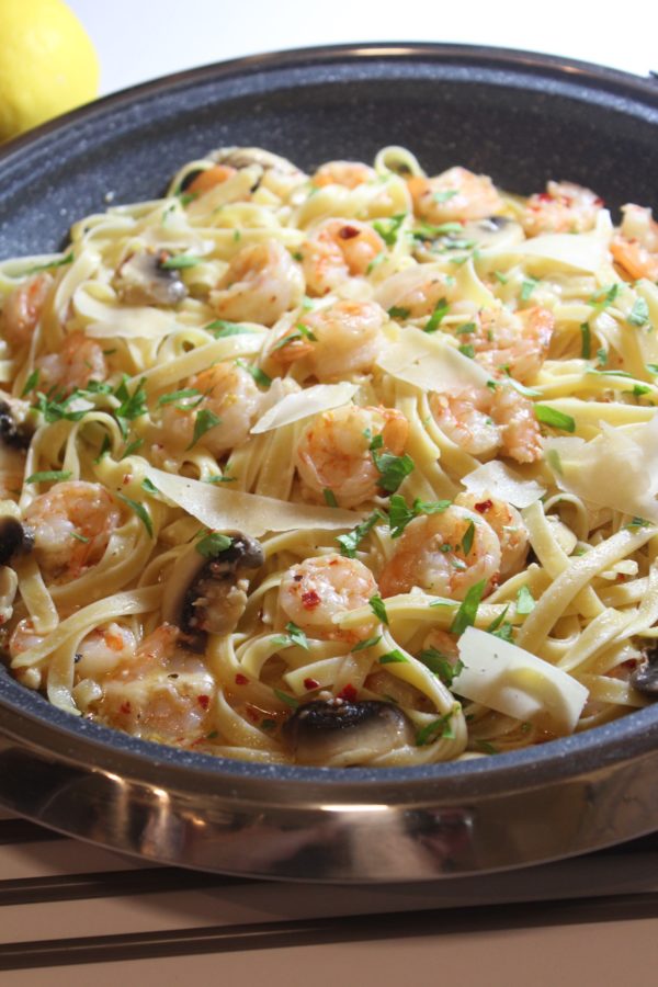 Shrimp Scampi Pasta with Garlic Mushroom Sauce - Forks 'n' Flip Flops